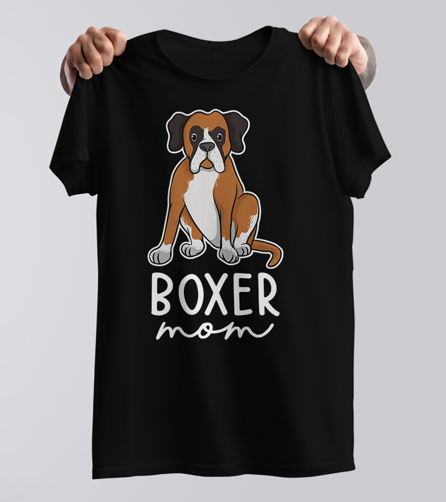 Boxer Mom With Adorable Dog Illustration For Mother's Day T-Shirt