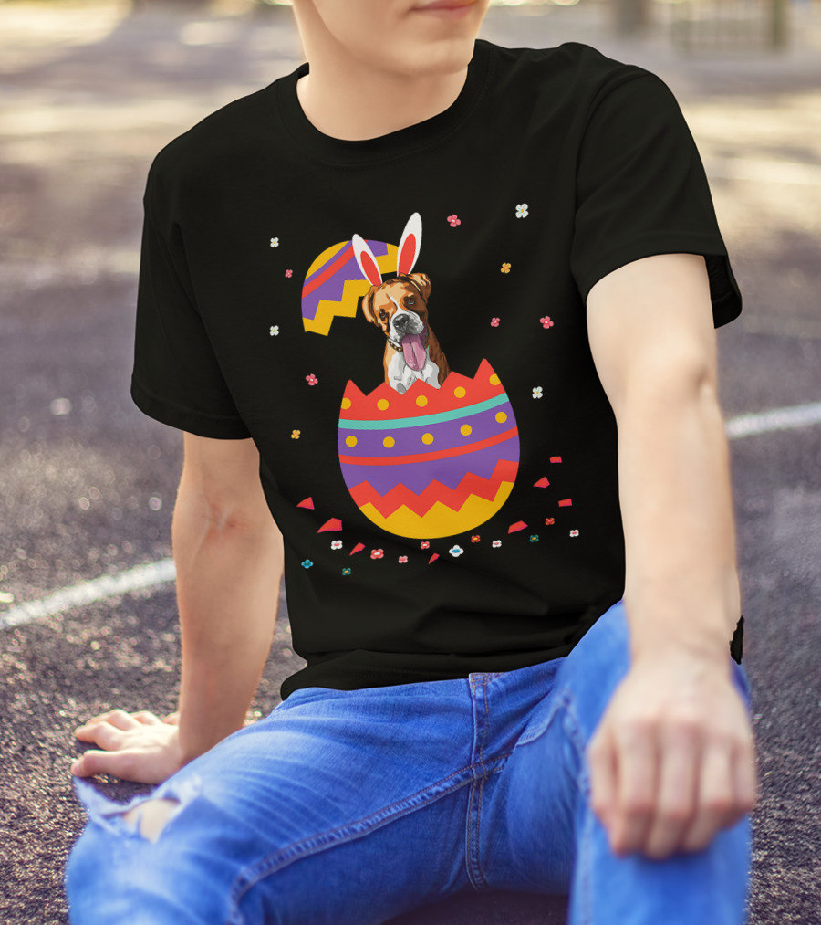 Bunny Ears Dog In Colorful Easter Egg For Cute Easter Day T-Shirt