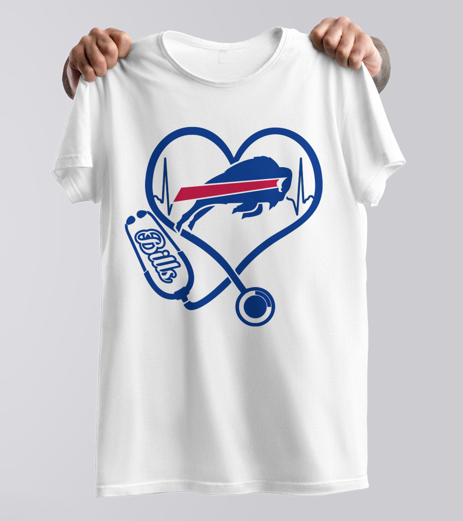 Nurse Heartbeat Stethoscope Buffalo Bills T-Shirt
