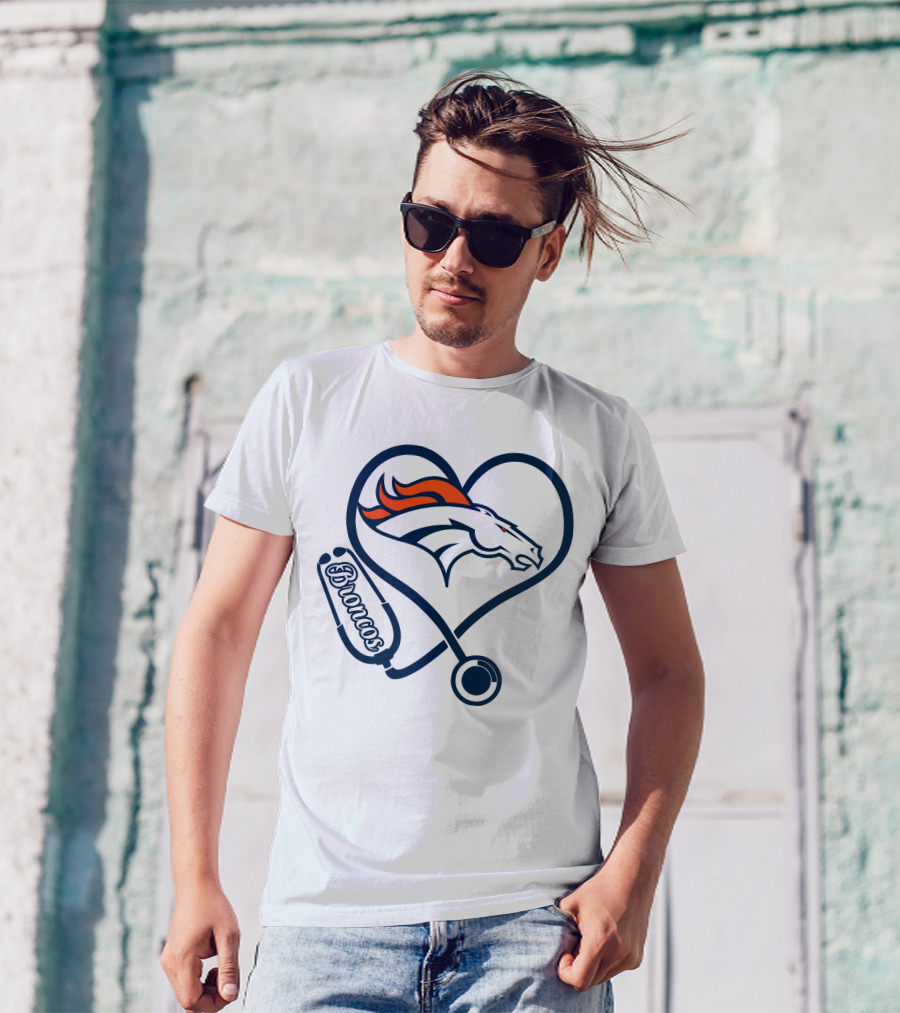 Nurse Broncos Heart Stethoscope Denver Broncos T-Shirt