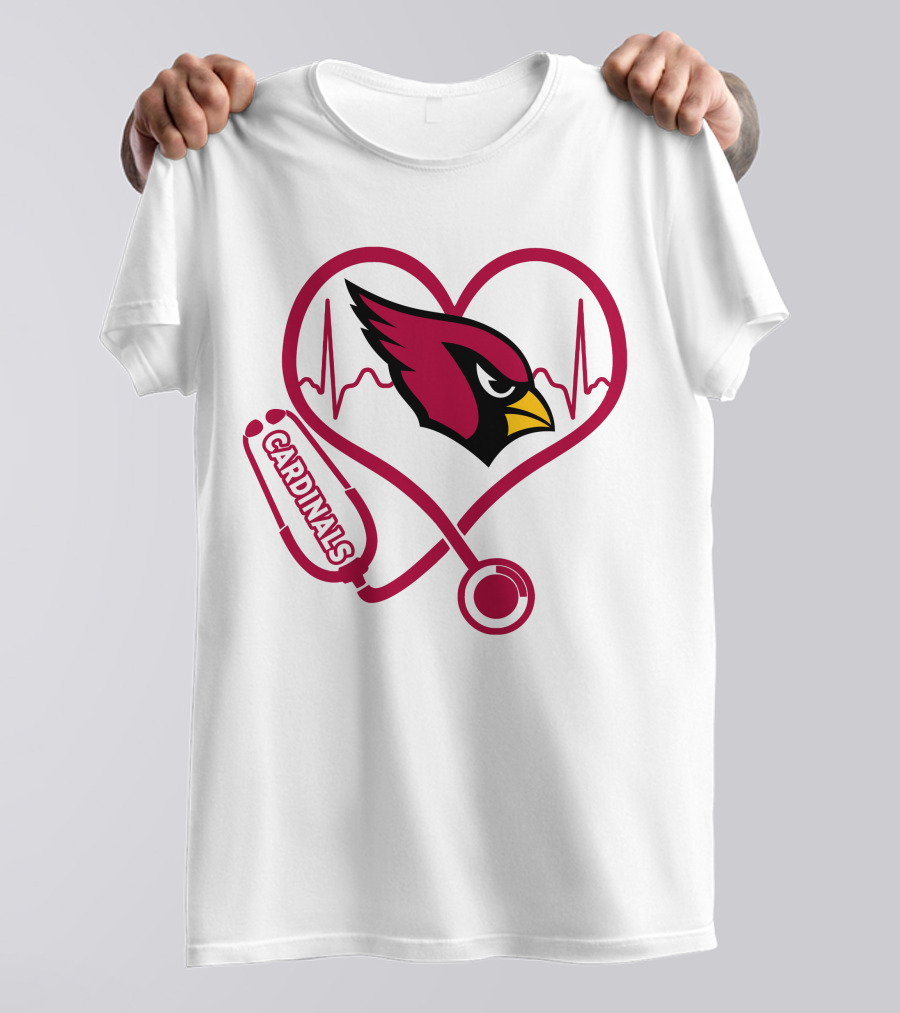 Arizona Cardinals Nurse Heart Stethoscope T-Shirt