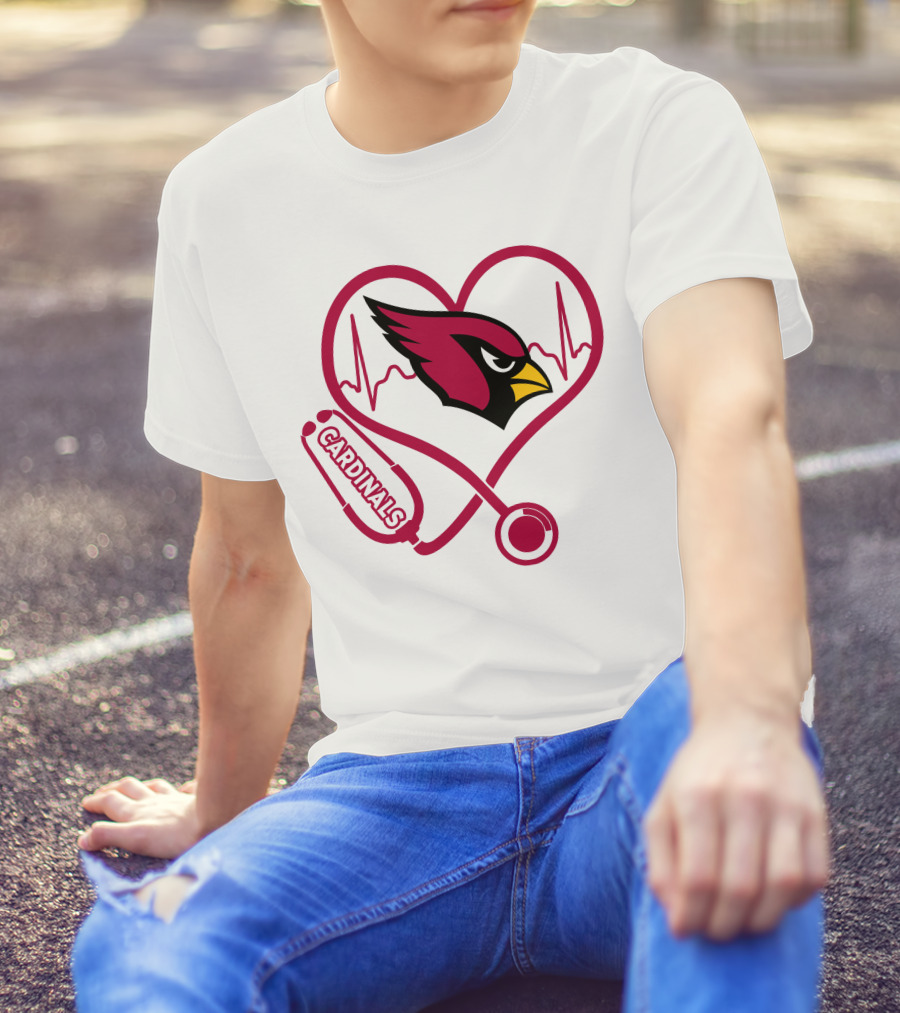 Arizona Cardinals Nurse Heart Stethoscope T-Shirt