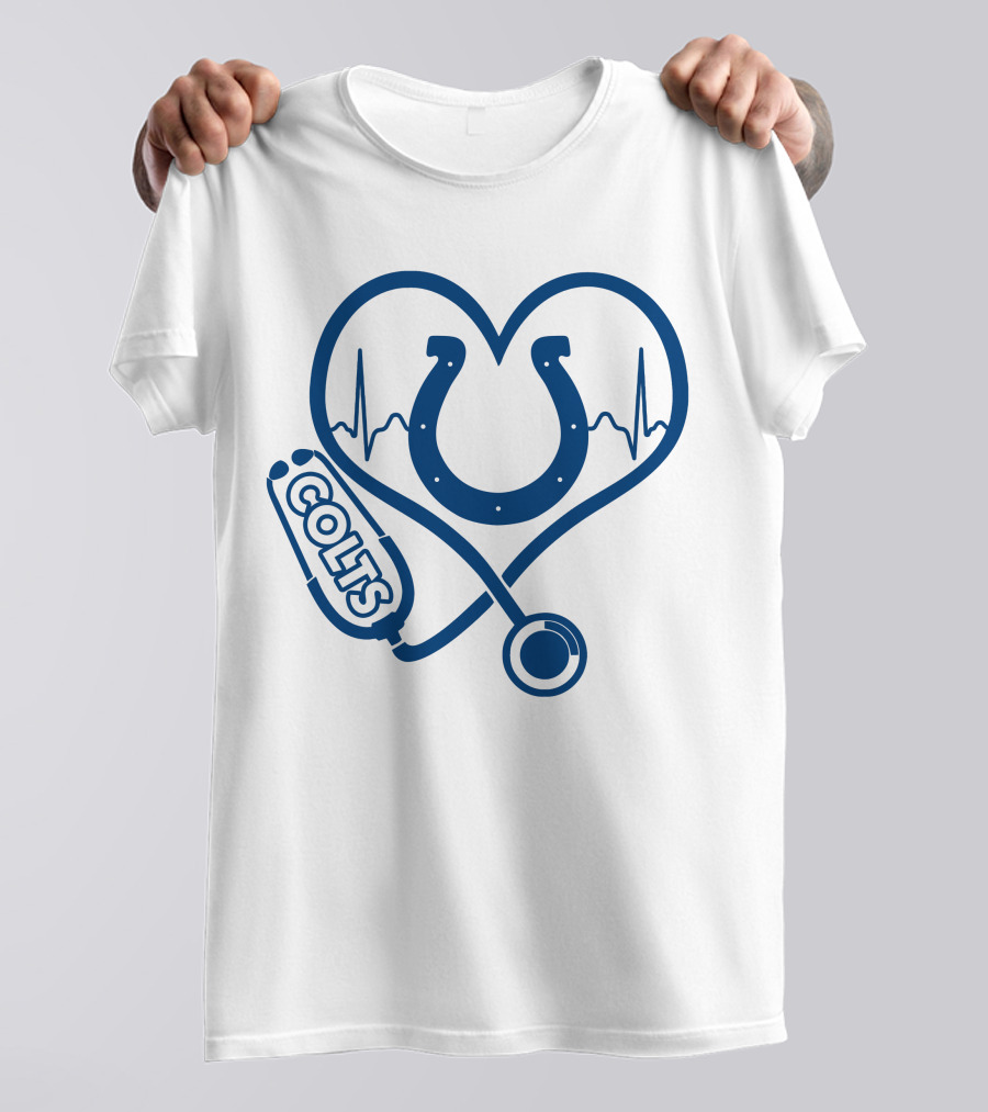 Nurse Colts Stethoscope Heartbeat Horseshoe Indianapolis T-Shirt