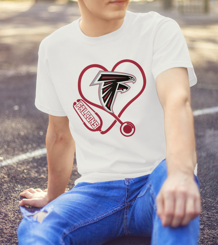 Atlanta Falcons Heart Stethoscope Nurse Theme T-Shirt