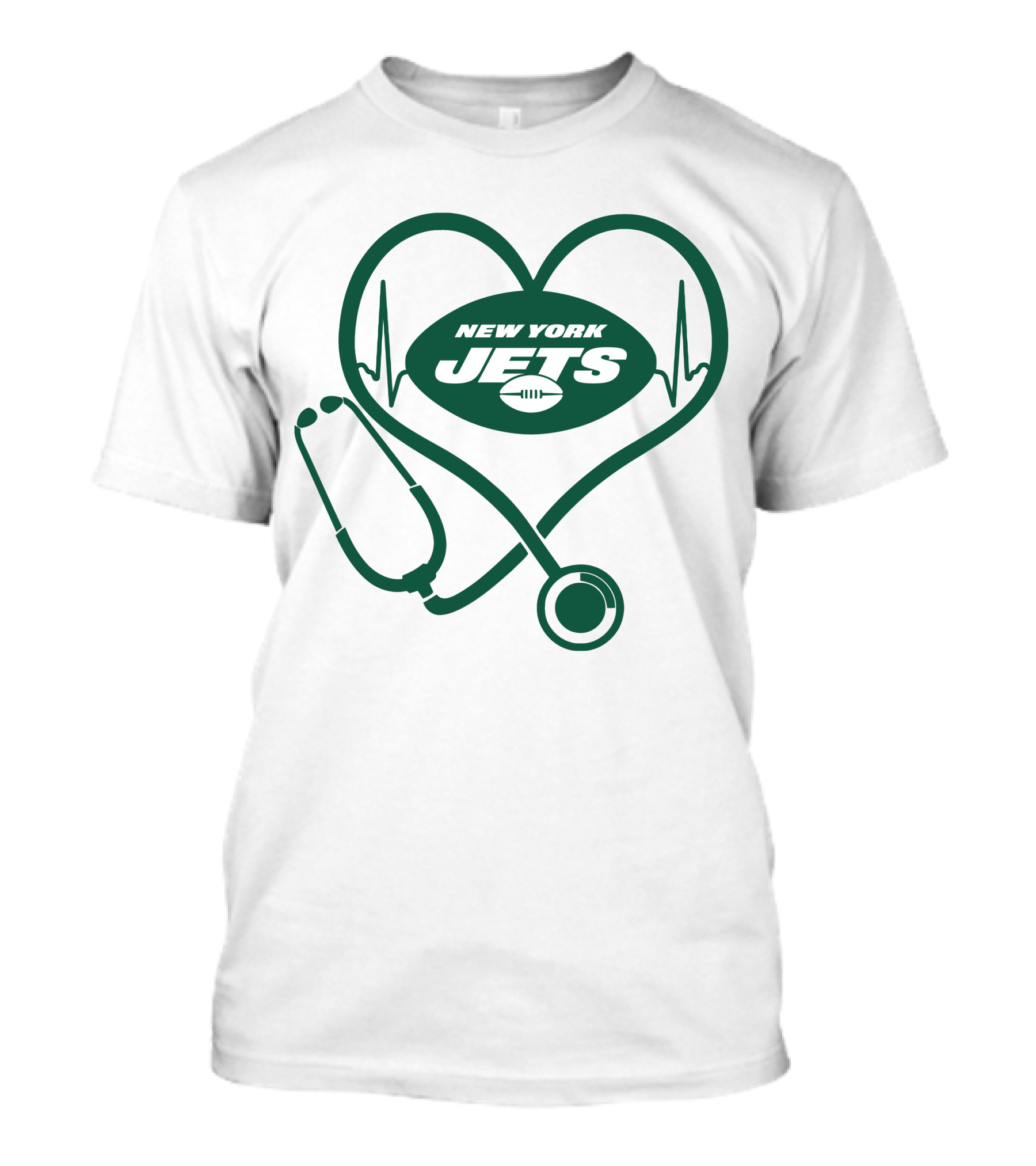 New York Jets Heartbeat Stethoscope Nurse T-Shirt