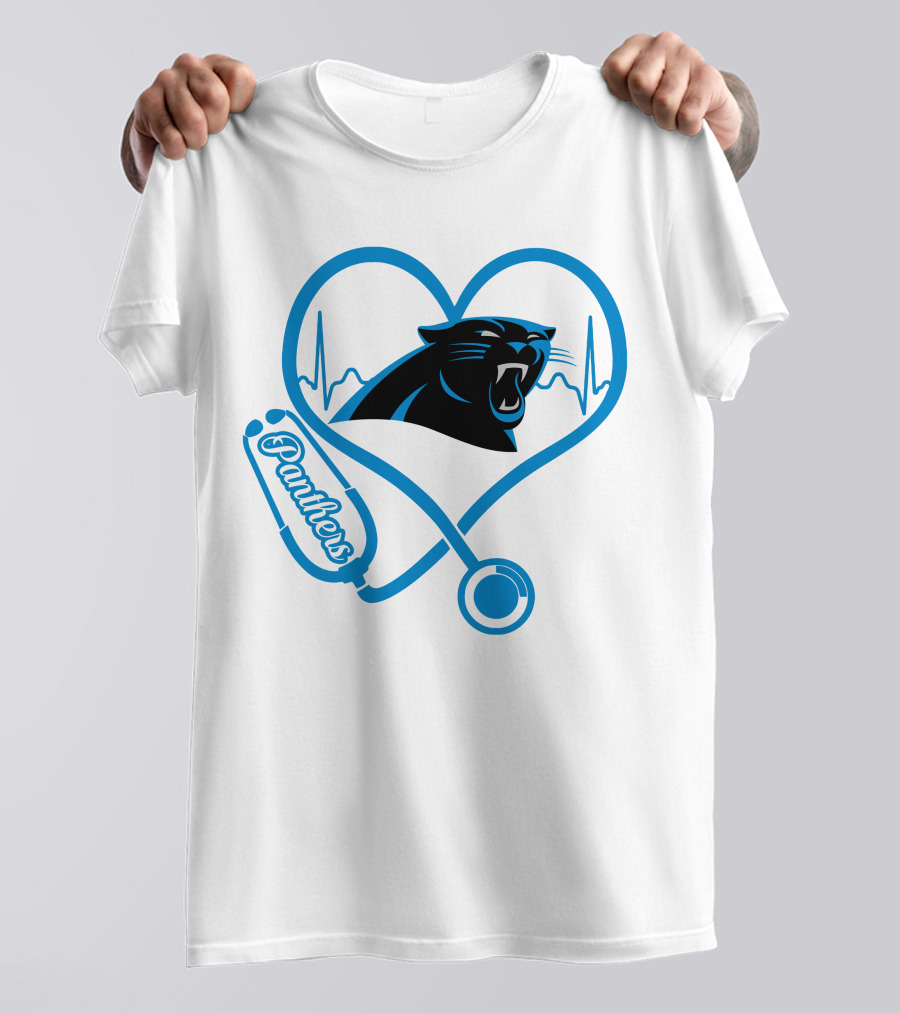 Carolina Panthers Nurse Heartbeat Stethoscope Panther T-Shirt