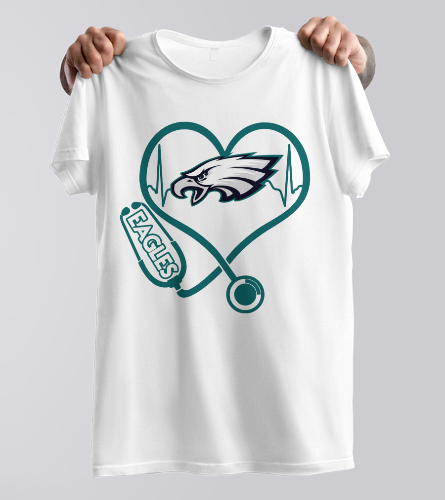 Nurse Philadelphia Eagles Heartbeat Stethoscope T-Shirt