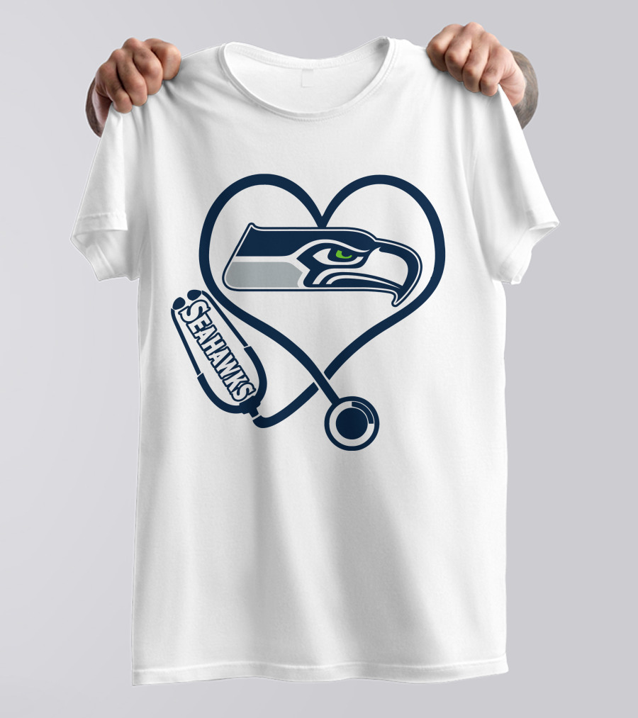 Seattle Seahawks Nurse Heart Stethoscope T-Shirt