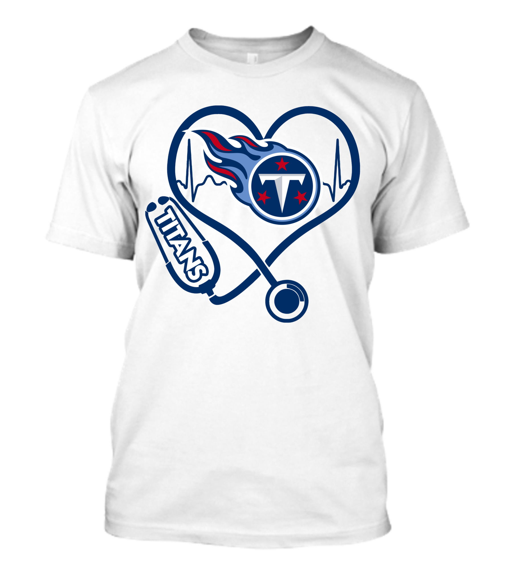 Nurse Heartbeat Stethoscope Tennessee Titans T-Shirt