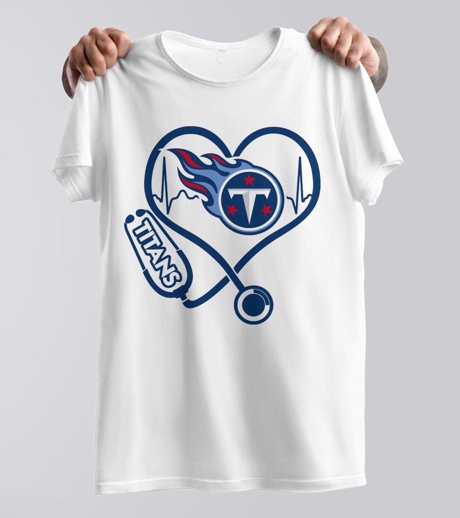 Nurse Heartbeat Stethoscope Tennessee Titans T-Shirt