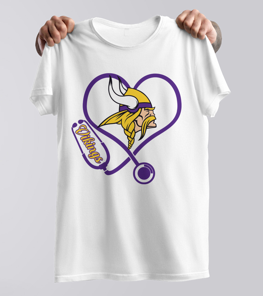 Minnesota Vikings Nurse Heart Stethoscope T-Shirt